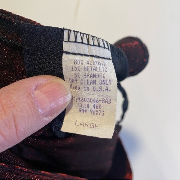 Red metallic halter top Y2K SZ L, Mandee’s purchase, made in USA, lined at bust - Picture 5 of 7